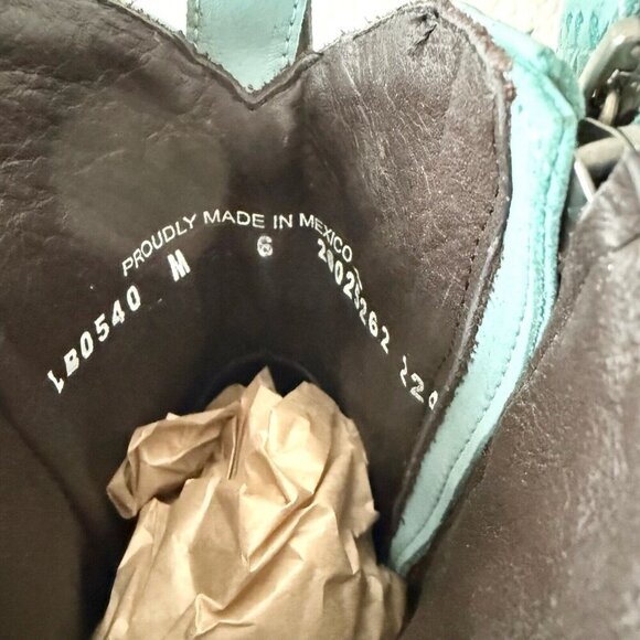 Lane COSSETTE Womens Cowboy Bootie Size 6 Western Cowgirl Blue Short Ankle Boots - Picture 10 of 12